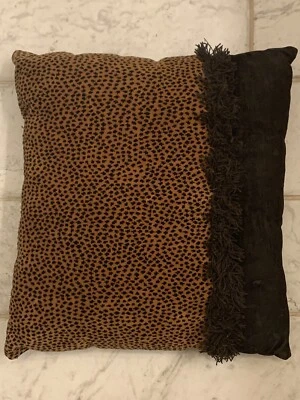 15”x14” Leopard Print Decorative Pillow Lifestyle Faux Fur Home Decor Accessory - Image 1 of 4