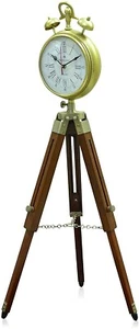 Handmade Designer Wood & Metal Clock With Adjustable Wooden Tripod For Home - Picture 1 of 6