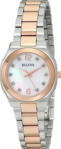 $350 Women's BULOVA Diamond Accent Two-Tone Stainless Steel Watch 98P143 - Picture 1 of 6