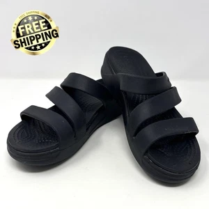 Crocs Boca Getaway Monterey schwarze Damen-Riemchensandalen mit Keilabsatz Größe 5 EUC 207434 - Bild 1 von 9