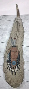 Rene Cook Harz Wandfeder Indianer "Lebe & finde den Geist in dir" - Bild 1 von 8