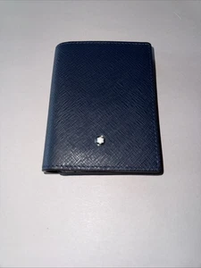 Montblanc Blau Leder Kartenetui Geldbörse Visitenkarten - Bild 1 von 4