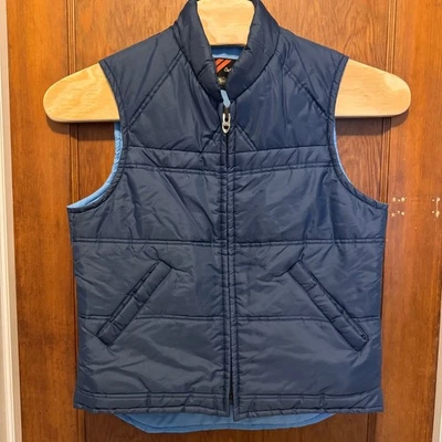 VTG Sears The Mens Store Puffer Vest Dark Blue Quilted Zip Up Size M 70s 80s - Image 1 of 4