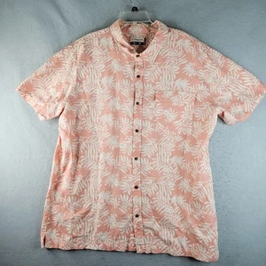 Magellan Hawaiian Linen Cotton Shirt Mens 3XL Orange Palm Print MagShield Resort - Picture 1 of 11