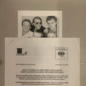 Men At Work Press Kit + Promo Photo (postcard size), From Legacy Reissues - Picture 1 of 1