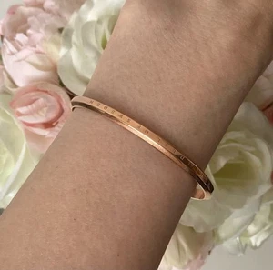 RARE Ideal of Sweden Rose Gold plated Thin Minimalist Small Bangle Cuff Bracelet - Picture 1 of 19