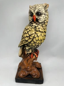 Vintage 14" Majestätische Eule auf Barsch Kunst Skulptur Statue Figur - Bild 1 von 3