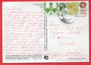 Mexiko Exporta 10 $ Tequila + 400 $ Elektronik gebraucht als Postkarte nach Kanada - Bild 1 von 2