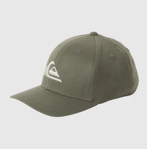 QUIKSILVER Size L/XL Green Mountain and Wave Flexfit Cap Hat Surf Skate Surfing - Picture 1 of 4
