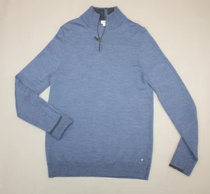 White Stuff Men’s Merino Wool Half-Zip Jumper L Soft Blue Knit Smart Casual L - Picture 1 of 9