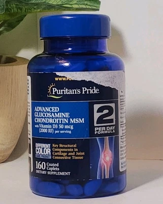 Puritan's Pride Advanced Glucosamine Chondroitin MSM 2 A Day Formula, 160ct NEW - Image 1 of 4