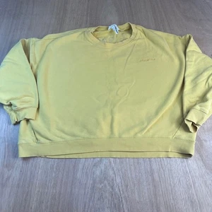H&M L.O.G.G. True Happiness Yellow Cropped Sweatshirt Women’s XL - Picture 1 of 6
