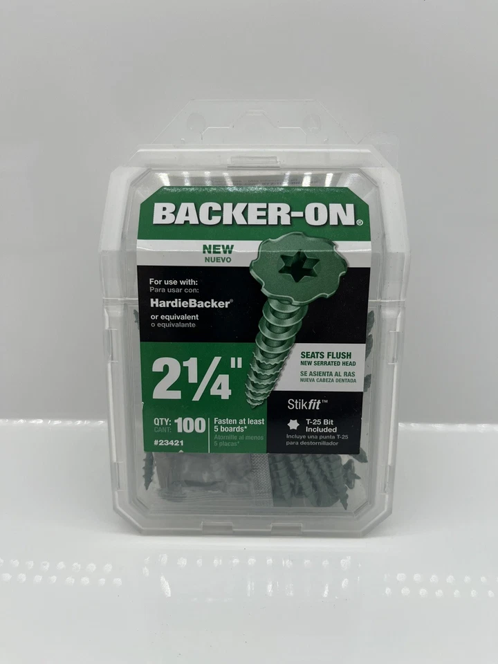 (100-Pk) Tornillos de placa de cemento con cabeza dentada Backer-On #9 x 2-1/4" 23421 Foto 1 de 1