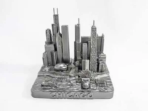 Chicago City Skyline Landmark 3D Model Silver 4 1/2 inches 1026 - Picture 1 of 9