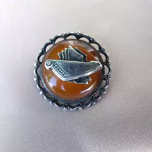 Originale AMBRA BALTICA in ARGENTO *875 Spilla URSS 1960 s. Riga LETTONIA. - Foto 1 di 12