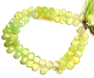 Gemas de calcedonia verde natural tamaño 10x7 mm cuentas lisas en forma de pera hilo de 9" - Imagen 1 de 7