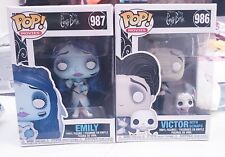 BUNDLE OF 2 CORPSE BRIDE EMILY #987 (DB) and VICTOR WITH SCRAPS #986 FUNKO POP! 