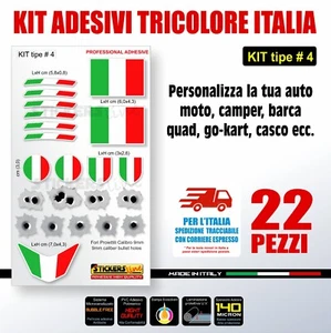 Kit di adesivi tricolore italia bandiera italiana auto moto barca casco bici T4 - Bild 1 von 6