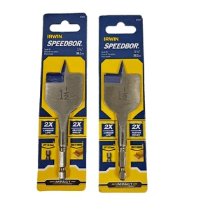 2 Pack Irwin 1 1/2" x 4" Long Spade Paddle Flat Drill Bit Speedbor Impact 87924 - Picture 1 of 6