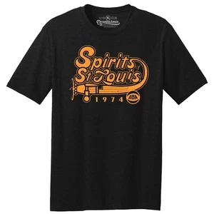 St. Louis Spirits 1974 ABA Logo Basketball TRI-BLEND Tee Shirt - Solid Black - Picture 1 of 4