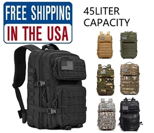 45L Military Tactical Backpack Large Army Molle Bag Rucksack 3 Day Assault Pack - Picture 1 of 29