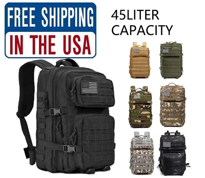 45L Military Tactical Backpack Large Army Molle Bag Rucksack 3 Day Assault Pack - Image 1 of 4