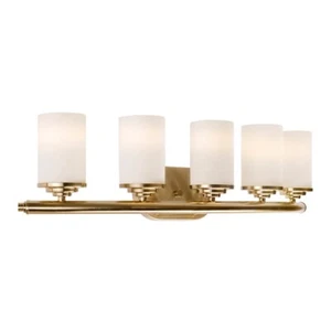 Forte Lighting Ames 5 Light 32" Bath Vanity, Soft Gold/Satin Opal - 5105-05-12 - Picture 1 of 1