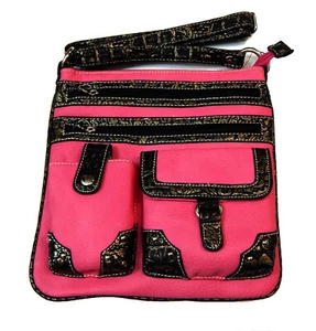 Women Messenger Crossbody Bag Faux Leather Handbag Purse Brown Pink Purple - Picture 1 of 15