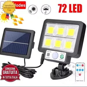 lampada luce faretto faro esterno energia solare pannello 72led sensore notturno - Foto 1 di 10
