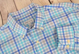 Camisa PETER MILLAR Para Hombre Manga Larga Botón Delantero TALLA XL Cuadros Azules - Imagen 1 de 5