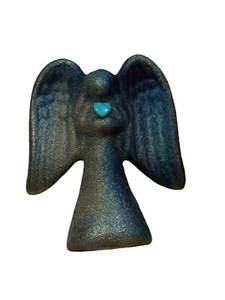 Spirit Angel Raku Figurine with Blue Heart Small Jeremy Diller 2" Gift Box - Picture 1 of 11