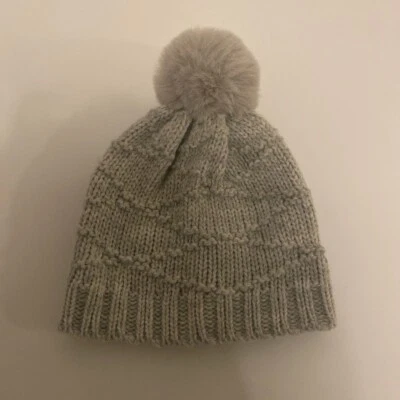Primark grey baby beanie hat with Pom Pom - 0-6 month - Image 1 of 4