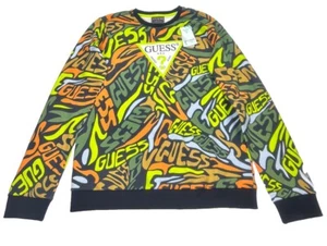 Guess Sweatshirt Boys Size 18 Allover Print Pullover Crewneck Soft Active NWT - Picture 1 of 7