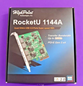 HighPoint’s RocketU 1144A 4-Port USB 3.0 card 2GB to 5GB Support - Picture 1 of 23