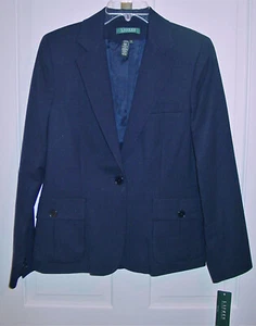 RALPH LAUREN LADIES NAVY WOOL BLAZER / JACKET SIZE 8 NEW WITH TAGS - Picture 1 of 4