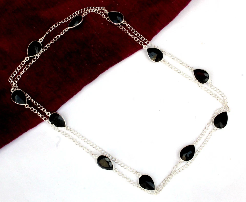 Black Spinel Gemstone Handmade 925 Sterling Silver Jewelry Necklaces Sz 36" - Image 1 of 1