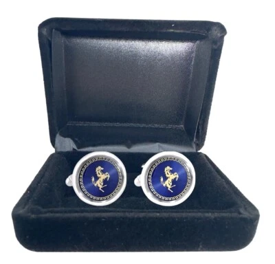 Car Cufflinks  Ferrari Theme Titanium Plated In Cufflink Box Wedding Family UK - Image 1 of 4