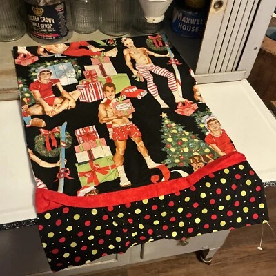 2008 RARE Alexander Henry All I Want for Christmas, male pin-up JOY Pillow Case - Image 1 of 4