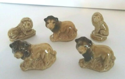 Wade Whimsie Lions x 5 - MI England - 3 Dk Brown Manes & Sitting/Lying Circus - image 1 of 4