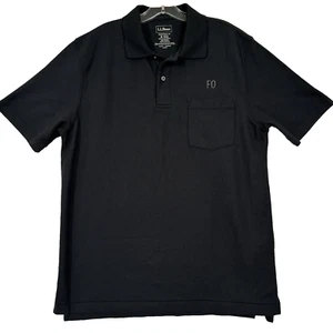 Camisa Polo LL Bean Para Hombres Talla Mediana Calce Tradicional Manga Corta Negra Preppy - Imagen 1 de 7