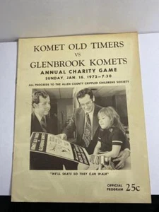1972 Fort Wayne Komet Old Timers vs Glenbrook Charity Hockey Game Program RARE - Picture 1 of 4