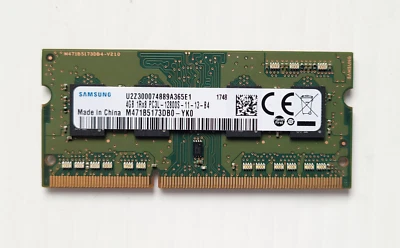 Samsung M471B5173DB0-YK0 4GB 1RX8  PC3L-12800S-11-13-B4 Laptop memory - Image 1 of 2