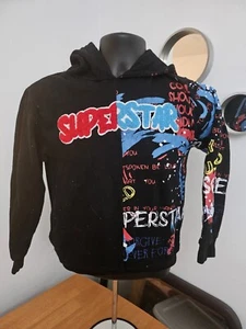 Superstar FWRD Denim Raised Felt Graphic Black Hoodie Sweatshirt Youth Small(8) - Picture 1 of 10
