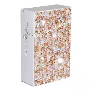 Estuche dispensador de cigarrillos brillante dorado caja de almacenamiento de tabaco soporte rectangular - Imagen 1 de 12