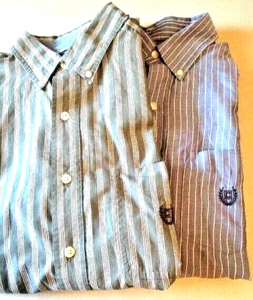 2 CHAPS Long Sleeve BLEND Blue/White Green/White STRIPED Button SHIRTS/Size M - Picture 1 of 12