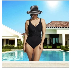 Traje 10 Lands End Slender negro control de barriga negro - Imagen 1 de 6