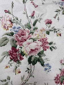 Waverly Bell Rive  French Country Fitted Sheet FULL SZ CABBAGE Rose Bouquet Blue - Picture 1 of 5