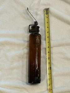 Vintage Bouteille extincteur PYROFITE 11" en verre marron années 1920 avec matériel VIDE - Photo 1/16