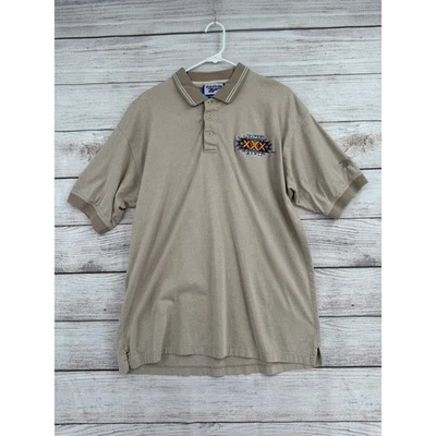 Camisas polo vintage 1995 Reebok NFL Super Bowl 30 para hombre XL beige tostado bordadas Foto 1 de 4