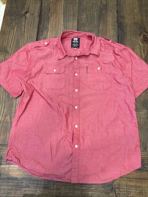 Ecko Unltd. Button-Up Shirt Men's Size 2XL Pink Short Sleeve Collared Cotton - Image 1 of 4
